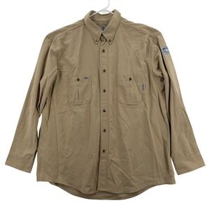 Tyndale Flame Resistant Shirt Mens 2XL Khaki FR Work Button Down Made in USA NWT
